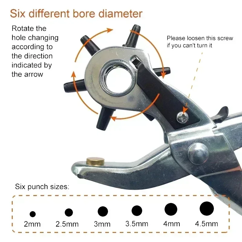 La punzonatrice per pelle viene fornita con 6 chiodi rotondi una cintura multifunzionale per borse apertura del foro in plastica e pinze A risparmio di manodopera