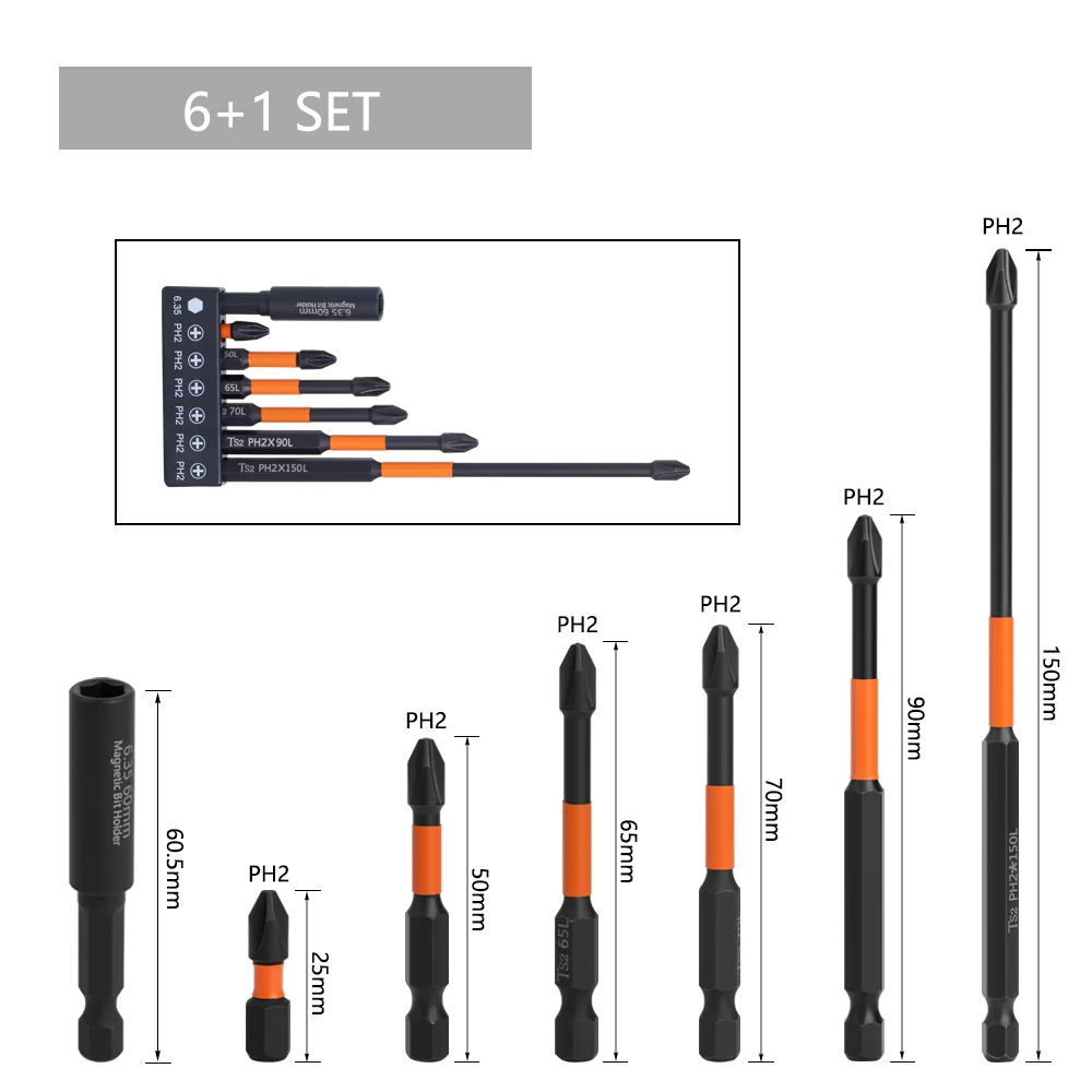 Lavie 150 sechs kant griff starkes magnet isches s2 material ph2 x 25mm schrauben dreher bit set ph2b ph2abkt6b – Detail 2