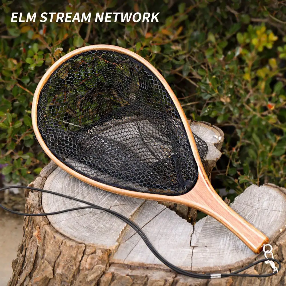 Fly Fishing Net Wooden Handle Portable Casting Network Landing Net