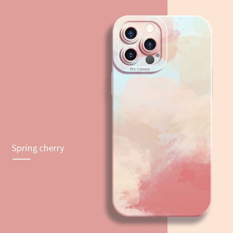 thumbnail image 1 of Funda de silicona suave a prueba de golpes con diseño de acuarela para iPhone 11, 12, 13, 14, 15, 16 Pro Max, Mini, XR, XS, X, 7, 8 Plus, SE 2, 1 of 5