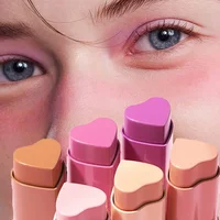 Cream Blush Stick Multi-purpose Heart-shape Blush Cream Stick Shadow Blush Lipstick 3 in 1 Contour Stick Peach Cheek Tint Makeup 1