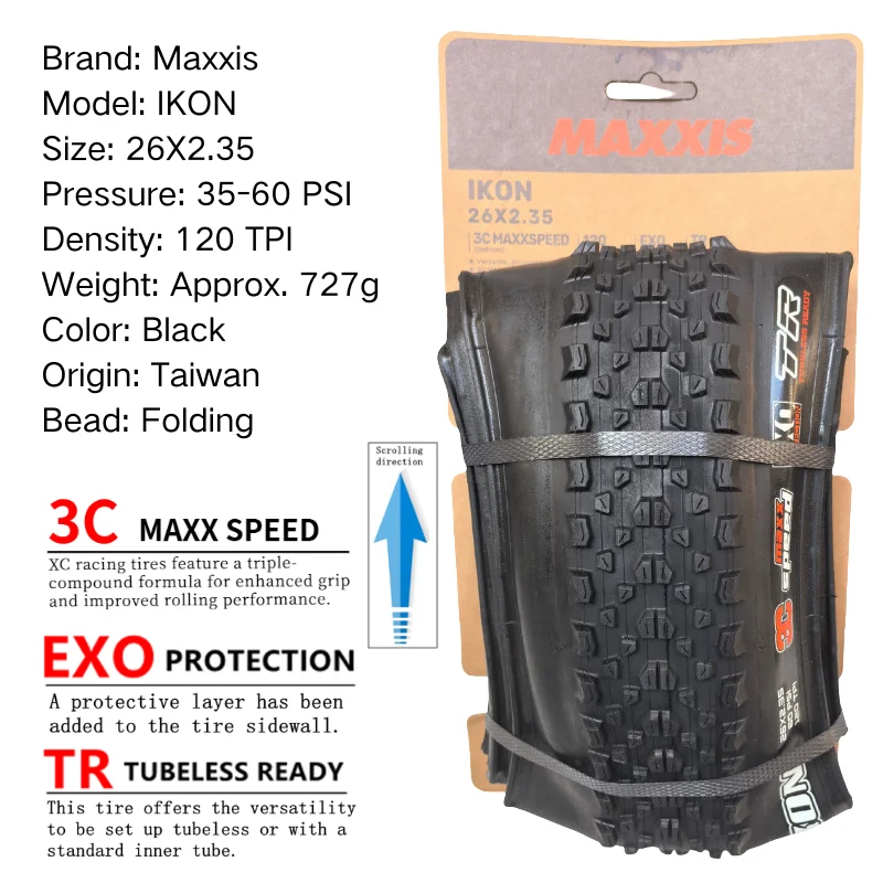 Versatile Maxxis IKON Mountain Bike Tire for All-Terrain Performance