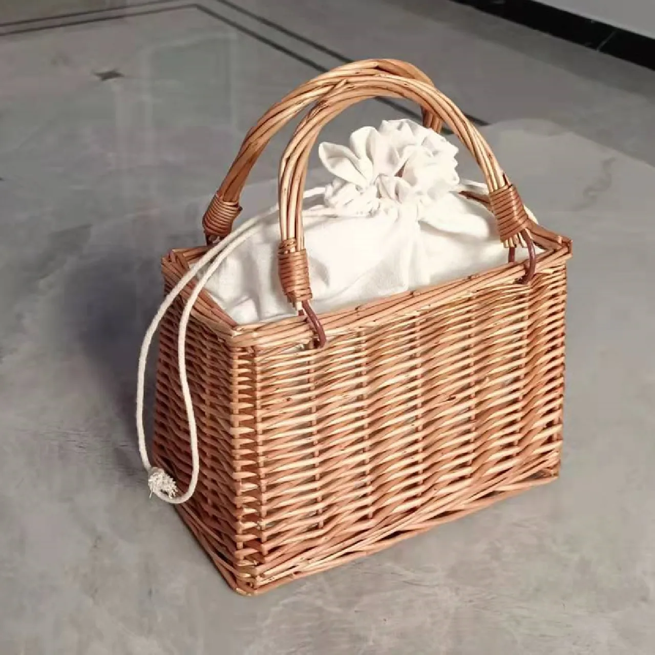 Handgeflochtene Rattan-Tasche Für Damen - Sommer Strandtasche Mit Kette