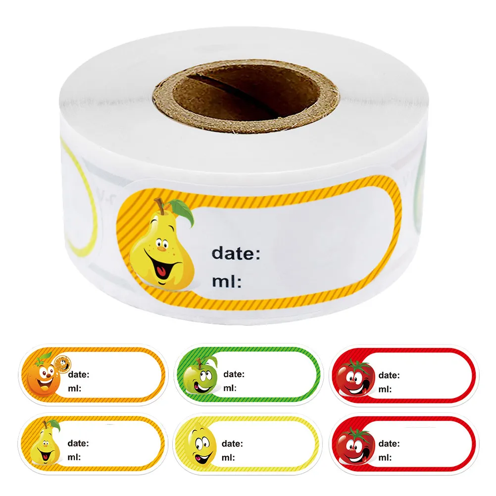 250Pcs 식품 날짜 라벨 스티커 롤 논폴 접착제 주방 용기 라벨 홈 레스토랑 식료품 저장실 냉동고 식품용
