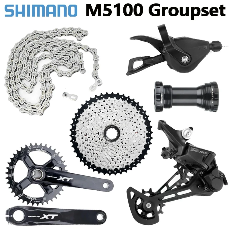 SHIMANO Deore SLX M5100 11S rear derailleur kit 11-42T/46T/50T/51T/52T 11V cassette X11 Silver/Gold Chain 11 Speed 6 kitset