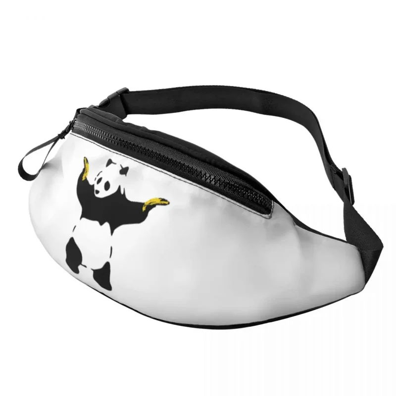 

Bad Panda With Bananas Fanny Pack Men Women Banksy Graffiti Street Art Crossbody Waist Bag for Camping Biking Phone Money Pouch