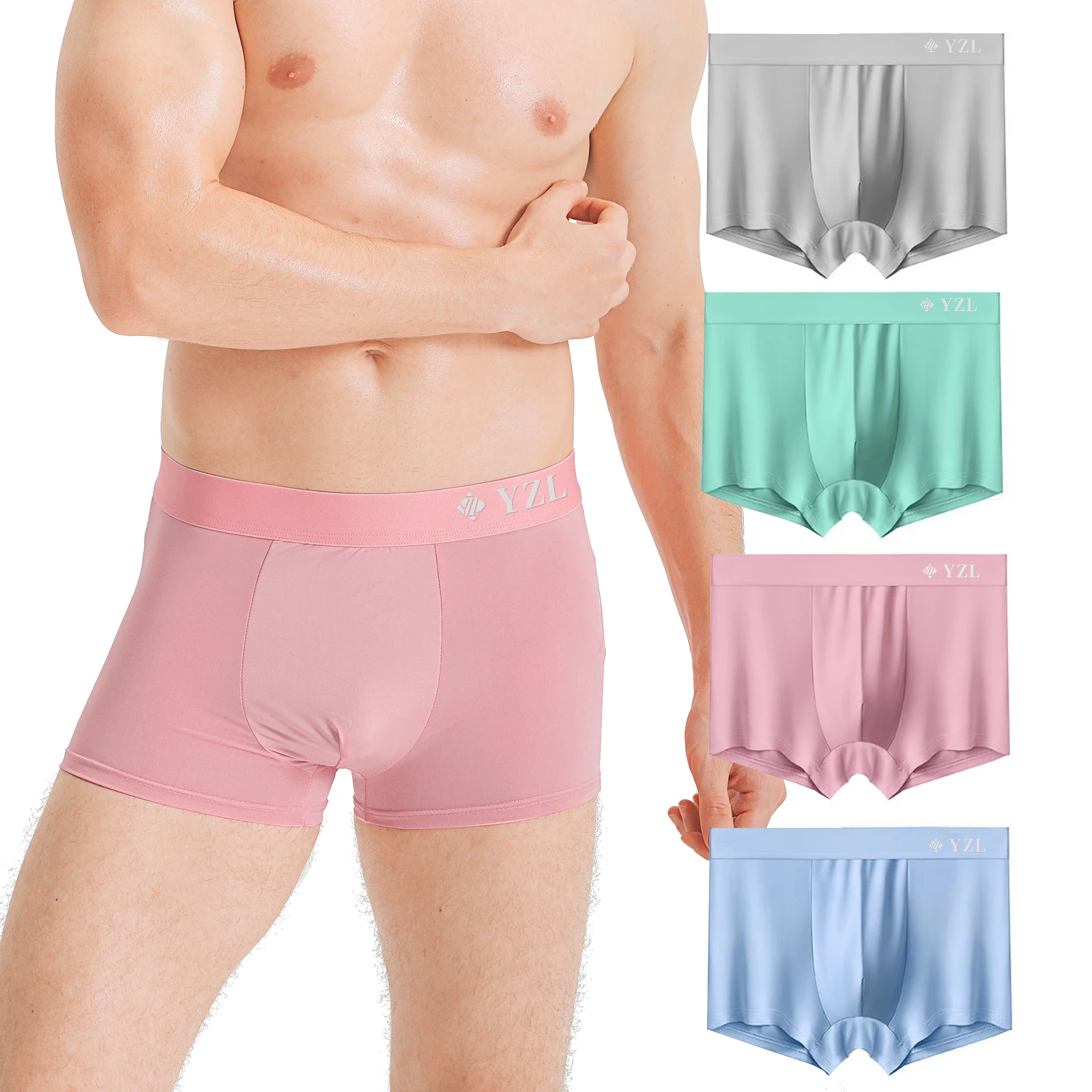 Men's Underwear ice Silk Flat Corner Shorts pants Summer Thin Antibacterial Modal Large Boys' Seamless Top Quality with Gift Box