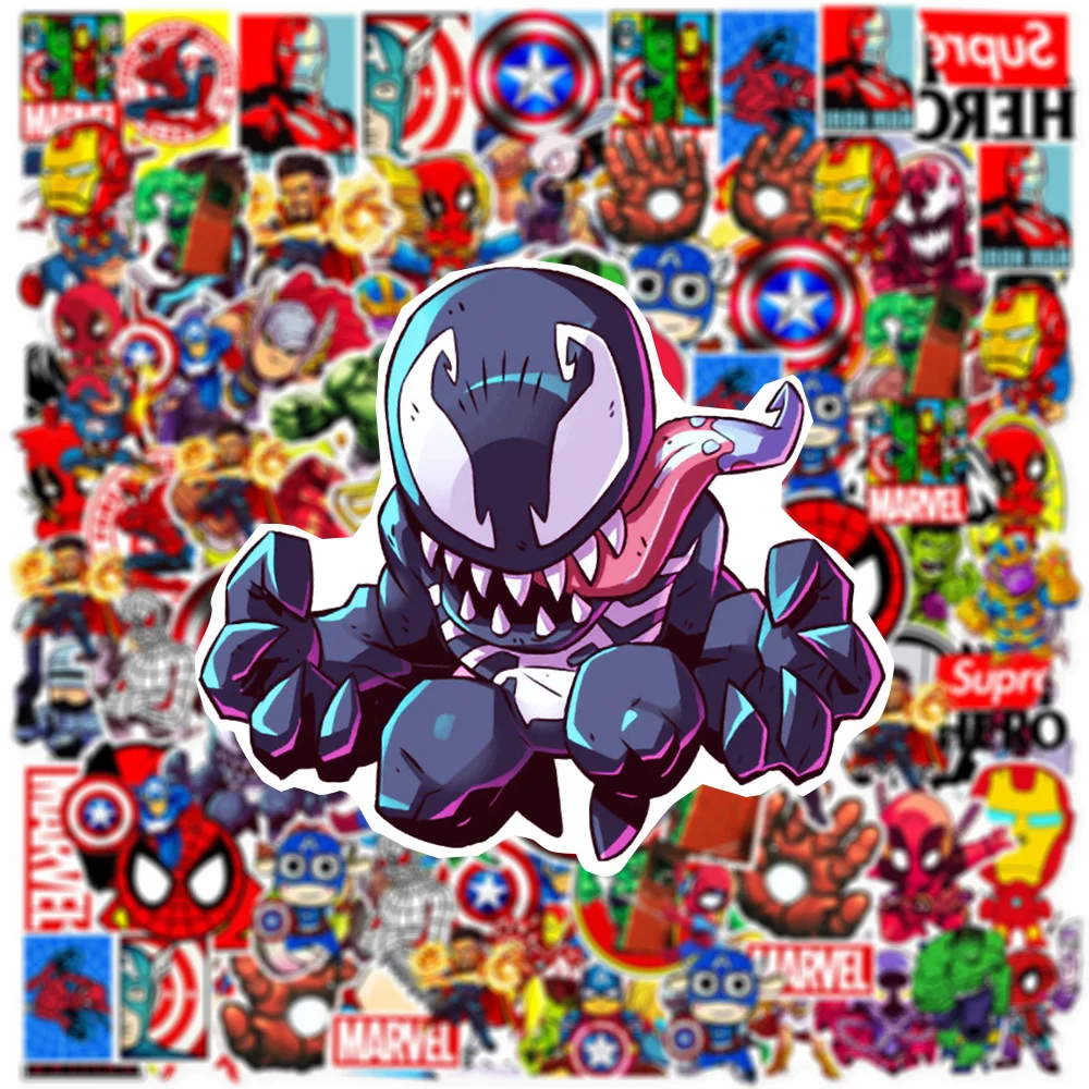 10/30/50/100PCS Disney Marvel The Avengers Anime Stickers for Kids Spiderman Iron Man Cartoon Decals Cool Super Hero Sticker Toy images - 6