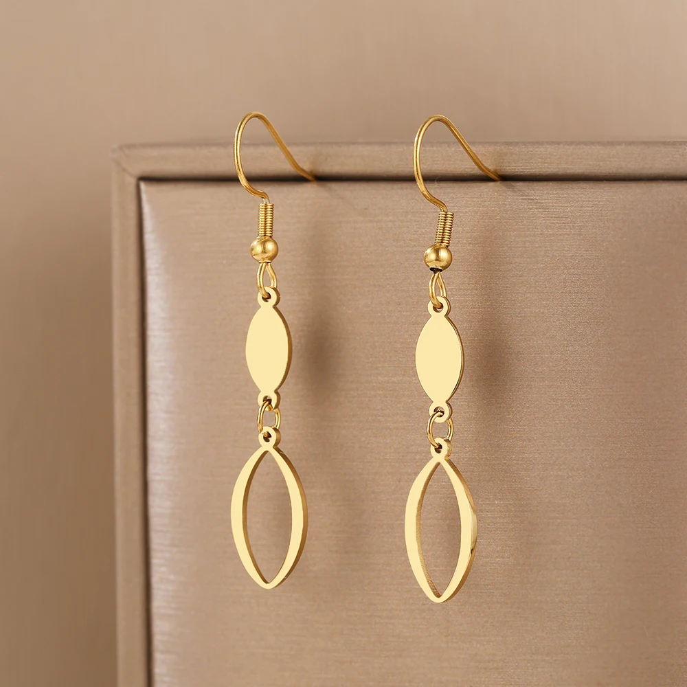 Pendant earrings Stainless Steel Earrings Vintage Geometric Oval Minimalist Pendant Fashion Charms Earrings for Women Jewelry Elegant