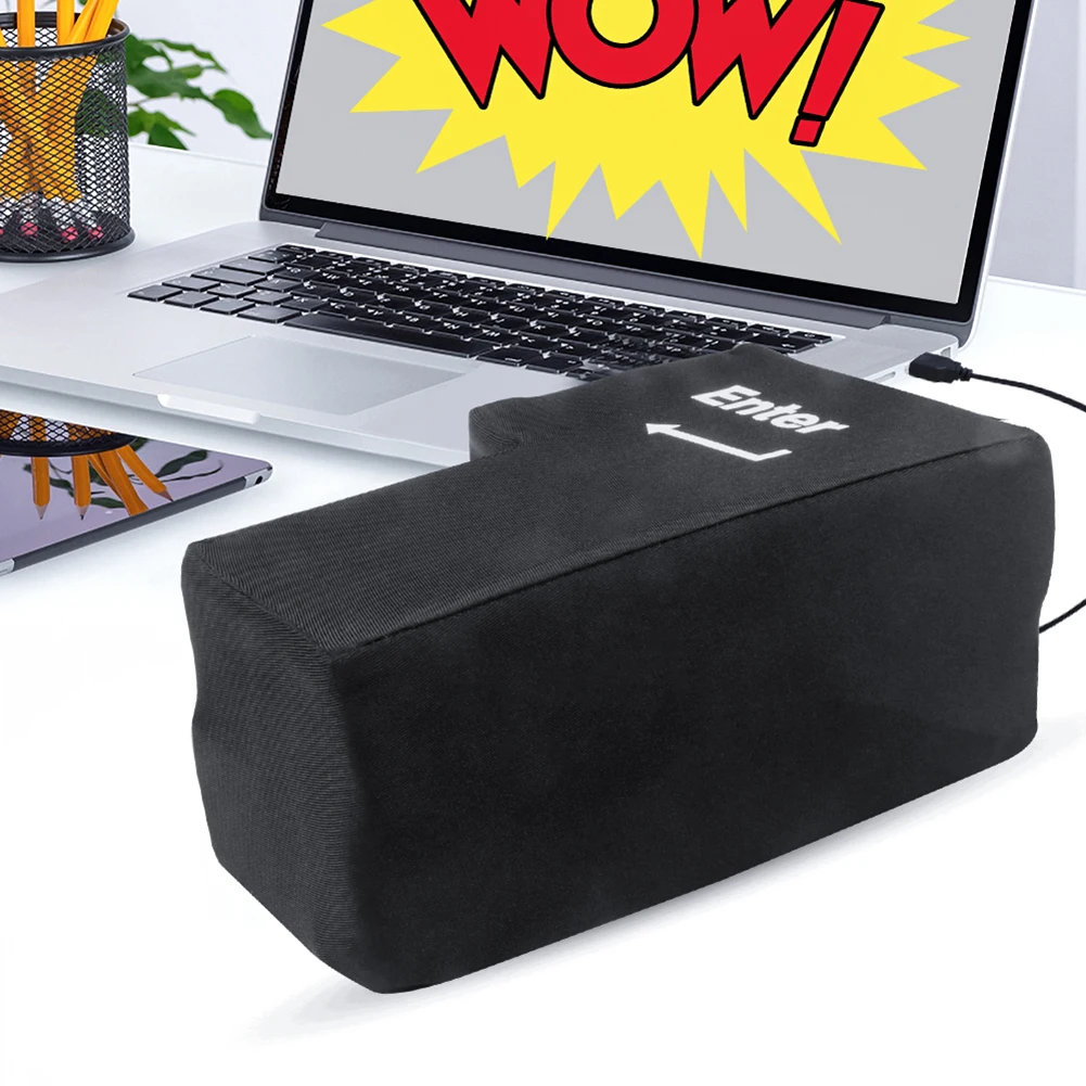 Anti Stress Button Anti-Stress Computer Huge Enter Key Big USB Keyboard Vent Button Pillow Desktop Stress Reliever Cushion USB Big Enter Key