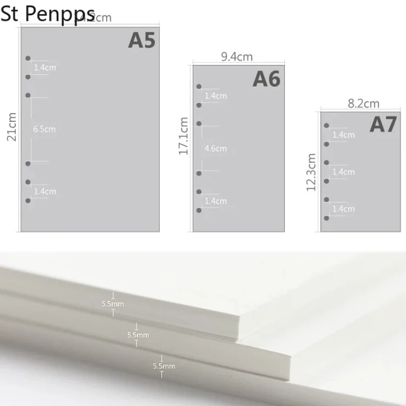 Notebook Refill Paper Refill Binder A5/A6/A7 Loose Leaf Refill Spiral Binder Planner Diary Insert Schedule Organiser Plan 45 Sheets Notes Paper 6 Holes Dot Grid