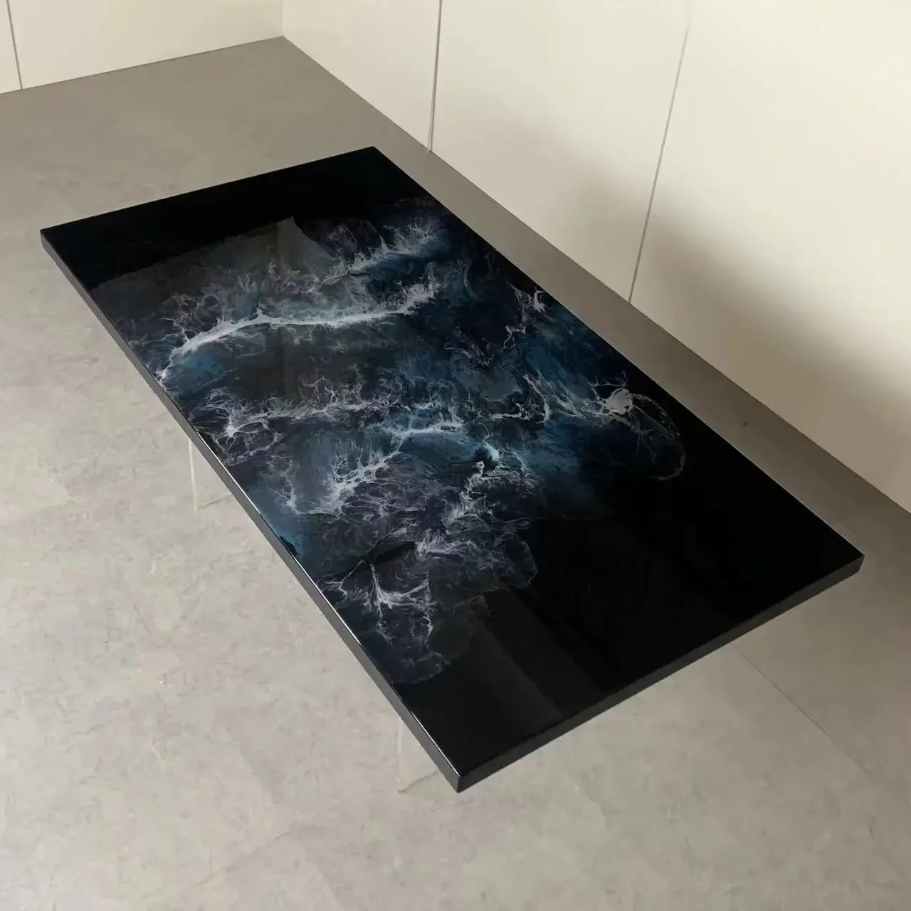 Round coffee table wood slab solid wood natural edge epoxy resin table top