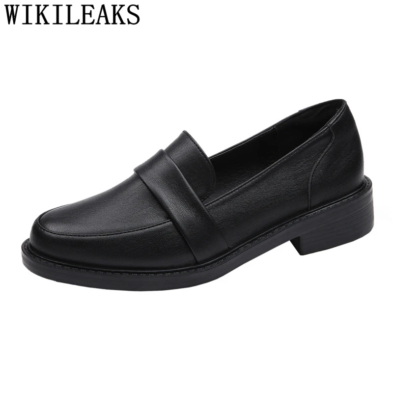 Women Oxford Shoes Leather Mary Jane Shoes Patent Leather Loafers Slip On