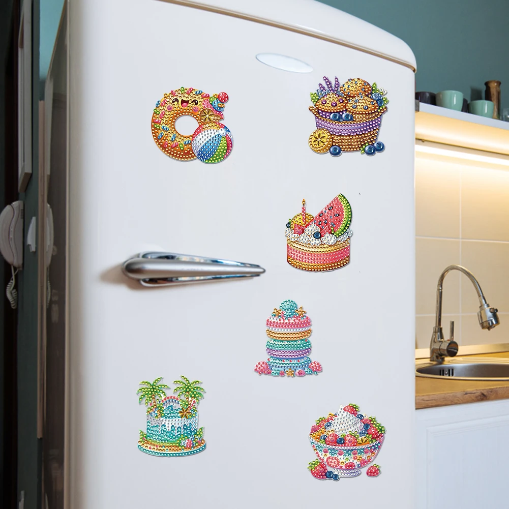 6pcs Acrylic DIY Independence Day Series DIY Art Fridge Magnet Refrigerator Sticker for Beginners Gifts Home Car Garage Decors