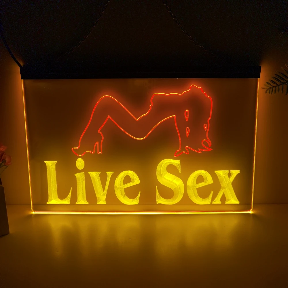 Live Sex Sexy Girl Dancer XXX 2 Color Display LED Neon Sign Home Decor New Year Wall Wedding Bedroom 3D Night Light pic