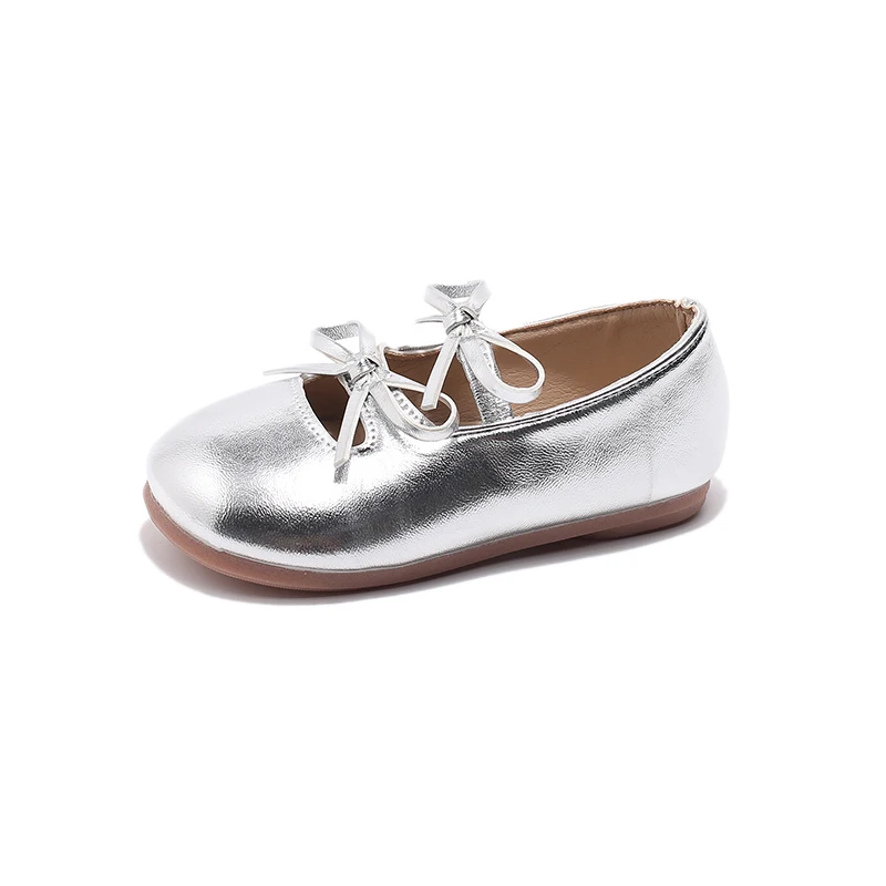 Girls Leather Shoe for Party Wedding Classic Children Flats Princess Shoes with Bow-knot Fashion Kids Black Ballet Shoes leather shoes,girls shoes,girls flats