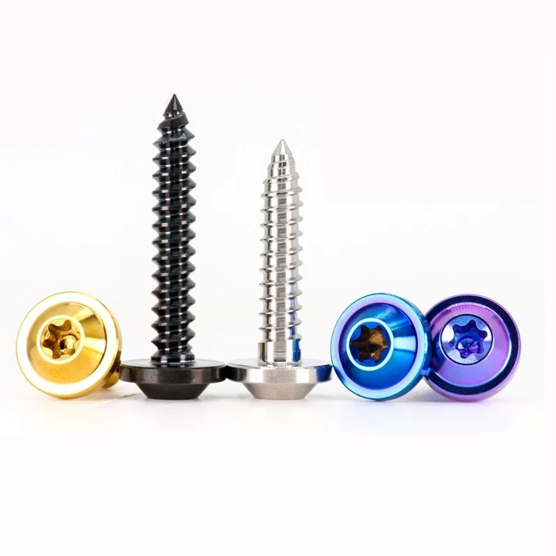 1/2/5pcs M4 M5 티타늄 합금 볼트 셀프 태핑 나사 자전거 오토바이 자동차 보트용 6엽 톡스 헤드 Ti 패스너