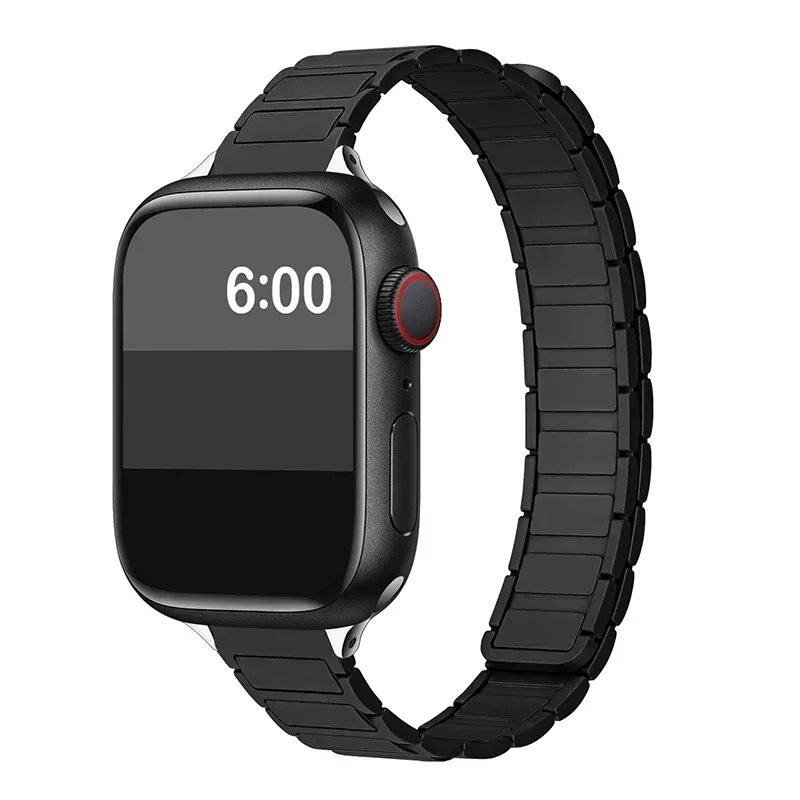 Women's Slim Silicone Magnetic Bracelet Watch Band with Strap