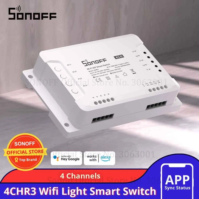 SONOFF-interruptor inteligente con WiFi, dispositivo con modo de  enclavamiento, funciona con persianas eléctricas, ventilador, Alexa,  Google, SmartThings, Alice, 4CHR3, 4chkor3, 4 entradas - AliExpress