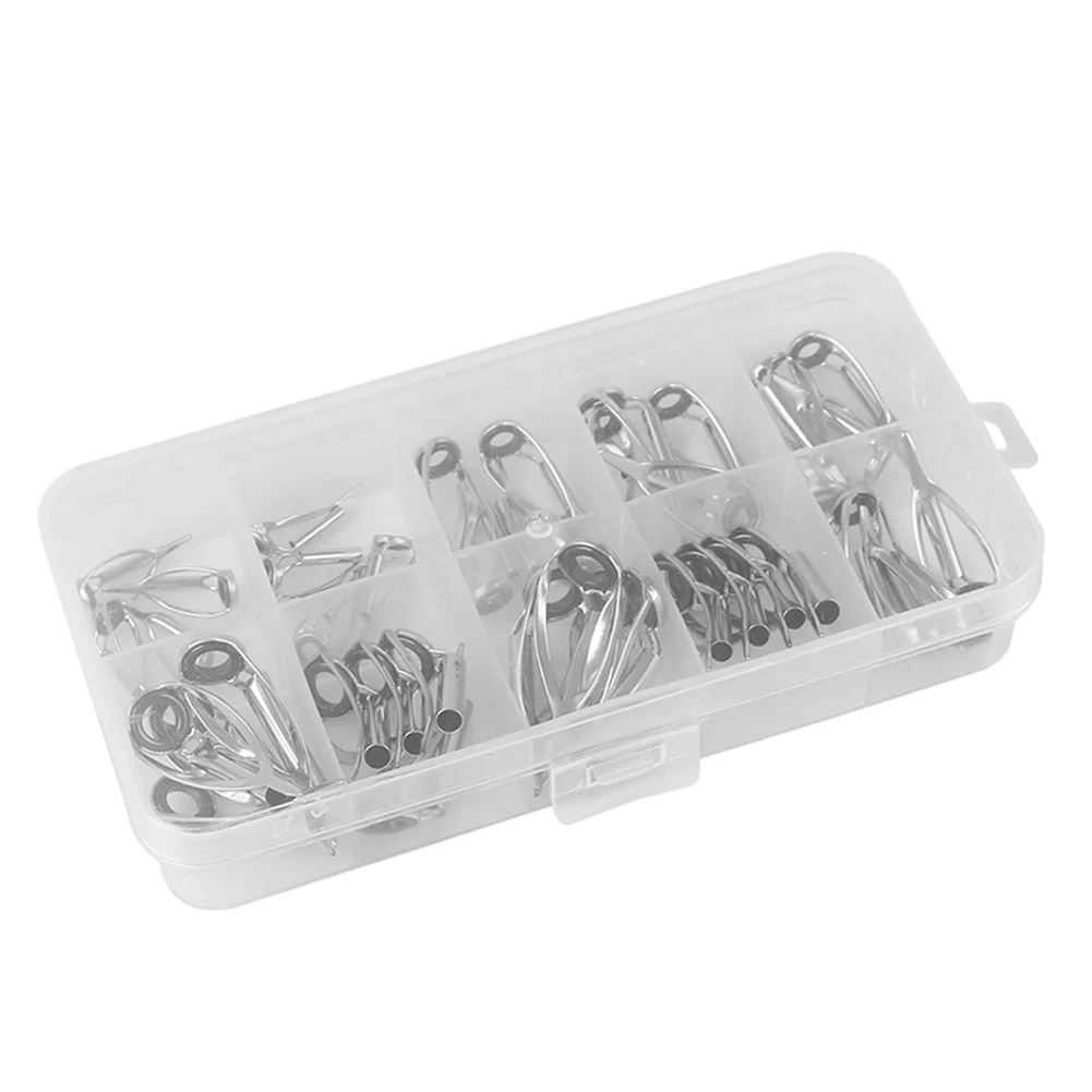 10/40pcs Fishing Rod Guides Stainless Steel Ring Rod Guides Tip Tops Replacement Smooth Convenient Outdoor Accessories