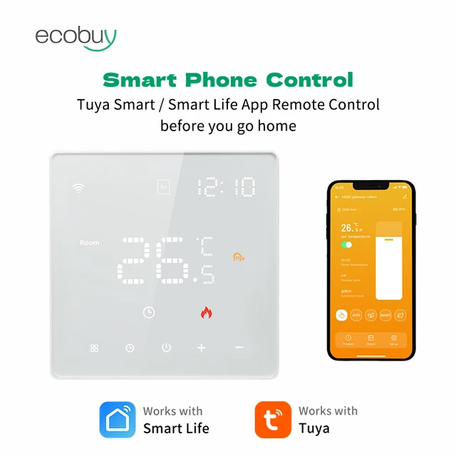 Tuya Smart Home WiFi เครื่องทําความร้อนอุ่นเทอร์โม 220V ดิจิตอลคอนโทรลเลอร์อุณหภูมิ Google Home Alexa Smart Life 1