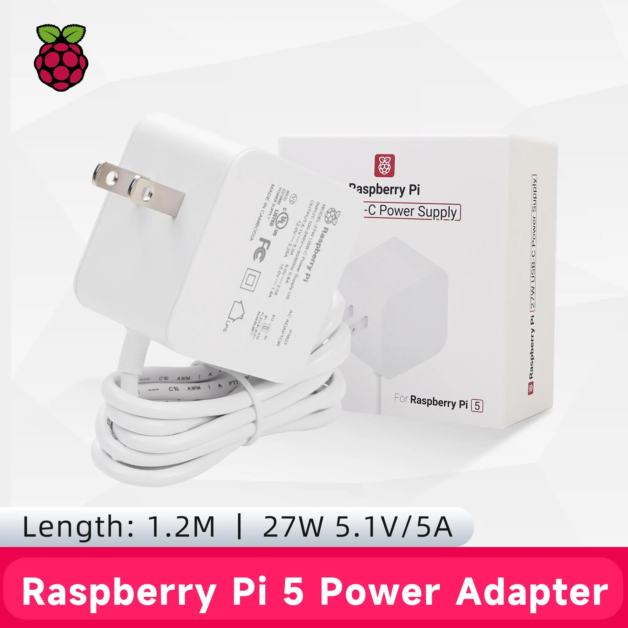 Official Raspberry Pi 27W USB-C Power Supply 5.1V 5A Compatible for PD  Charging EU US UK Plug for Raspberry Pi 5 - AliExpress