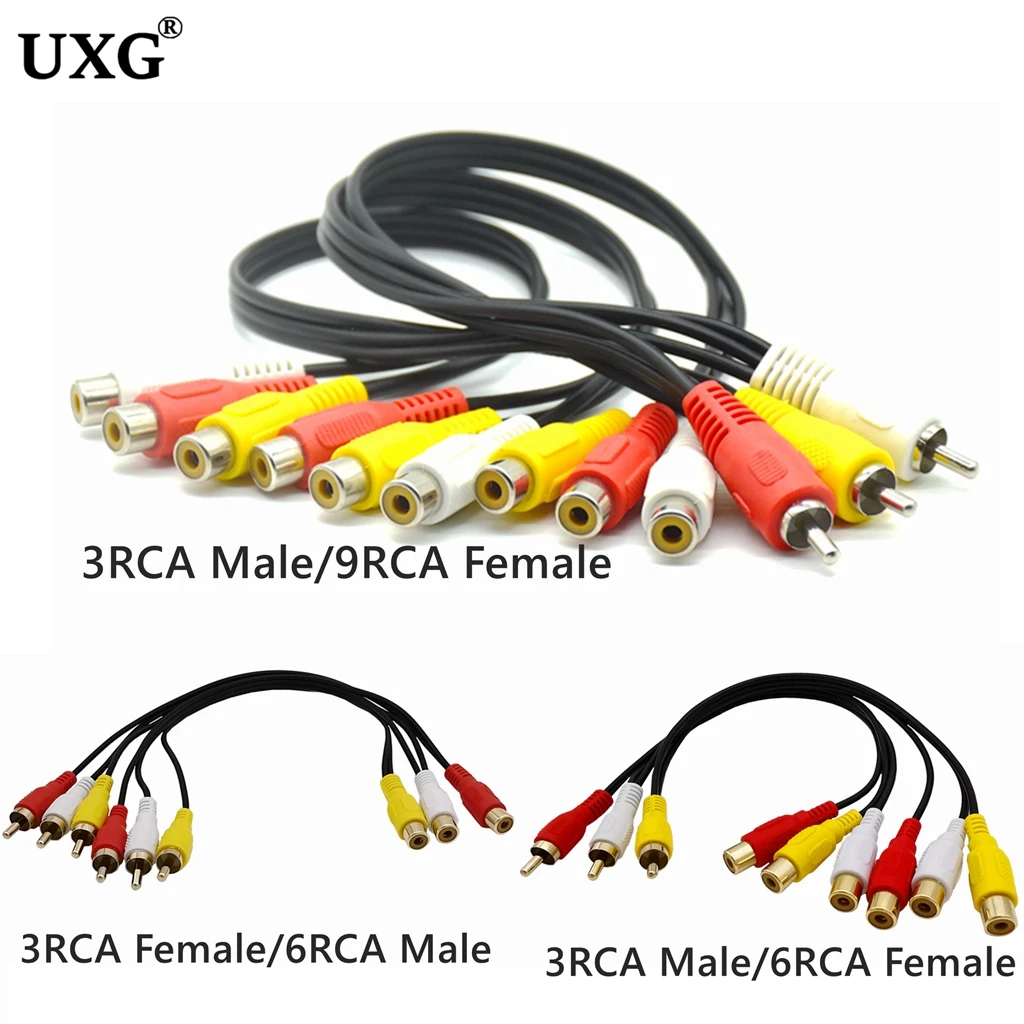 Premium Quality 3RCA Splitter Adapter Cable - Male to Female Audio Video Extension