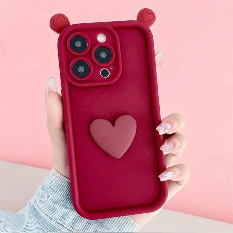 3D Love Heart Lanyard Phone Case