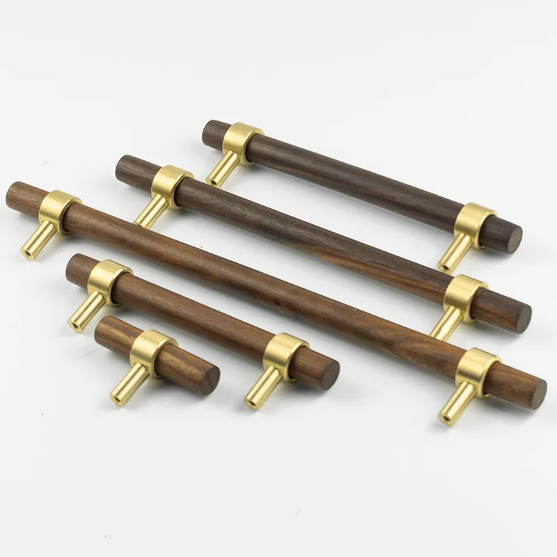 Solid Brass Cabinet Handles Modern Minimalist Drawer Pulls for Walnut ...