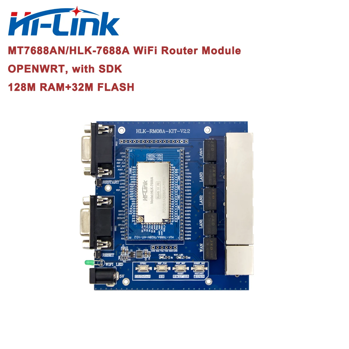 HiLink HLK-7688A MT7688AN Openwrt 150Mbps Wireless Router Module SDK Board with 128M RAM and 32M Flash 2