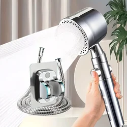 Enhanced Water - Saving High - Pressure Filtered Shower Head with 5 Adjustable Spray Modes and One - Touch Pause Button (Silver Set)