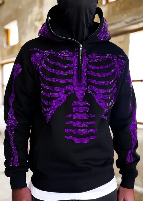 Rhinestone Skeleton Hoodie, 58% OFF | www.elevate.in