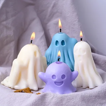 New Pumpkin Ghost Candle Mold Handmade Halloween Creative Cute Monster Gypsum Concrete Silicone Mold 3D Scented Crafts Ornaments 2