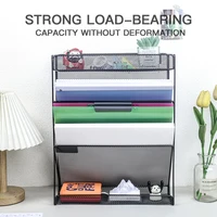 Wall file rack with bottom flat tray, office hanging folder magazine rack, including designer label hook set 2