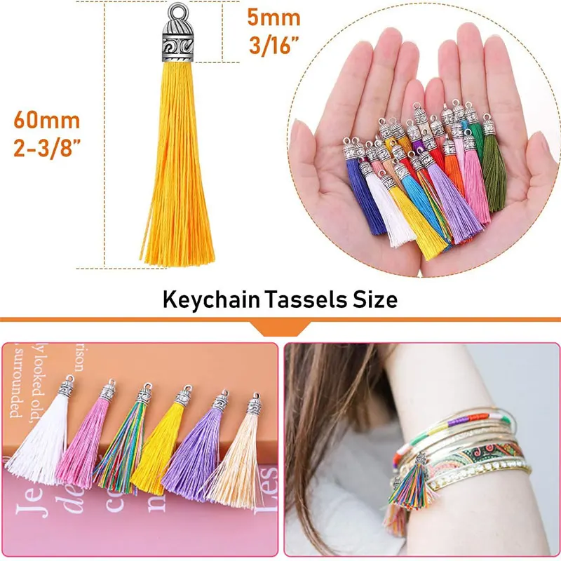 10-100Pcs Keychain Tassel Charms Bulk Silky Handmade Tassels Mini Crafting Tassel for Earrings Bracelets Necklaces DIY Craft tassel fringe tassel decoration tassel accessories tassel trim mini tassels bookmark tassels silky floss tassels