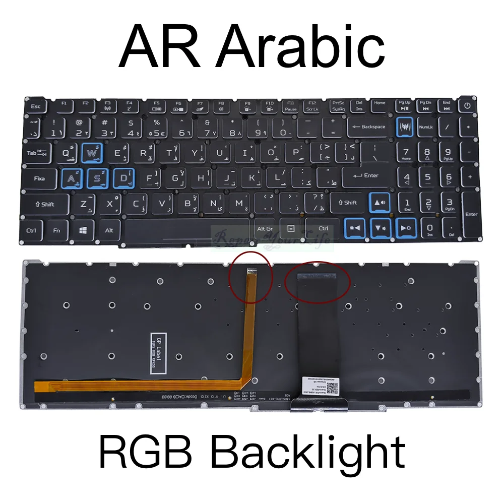 Gaming Laptop, Inglês, Novo, AN515-54, AN515-43, AN517-51, AN517-52, AN515-55, AN715-52