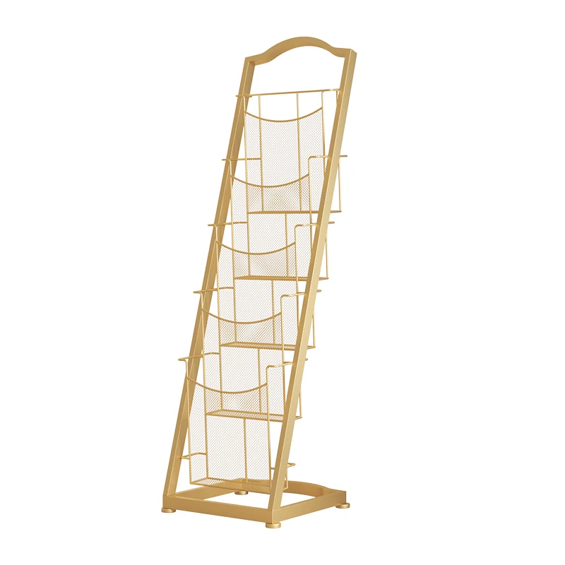 Iron Magazine Rack Newspaper Holder Book Display Shelf Brochure Stand Book Organizer Home -Furniture Estante De Livros FYMR