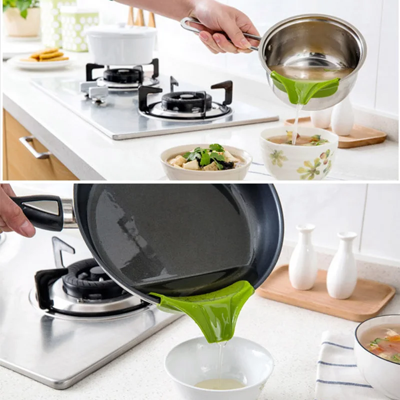 Kitchen Accessories Anti-spill Silicone Slip on Pour Soup Spout Funnel for  Pots Kitchen Gadgets.