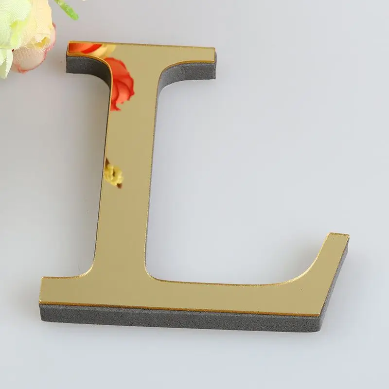 15cm Gold English Letters Wall Stickers Wall Art Alphabet Self-adhesive 3D Acrylic Mirror+EVA Numbers Ornaments For Home Decor