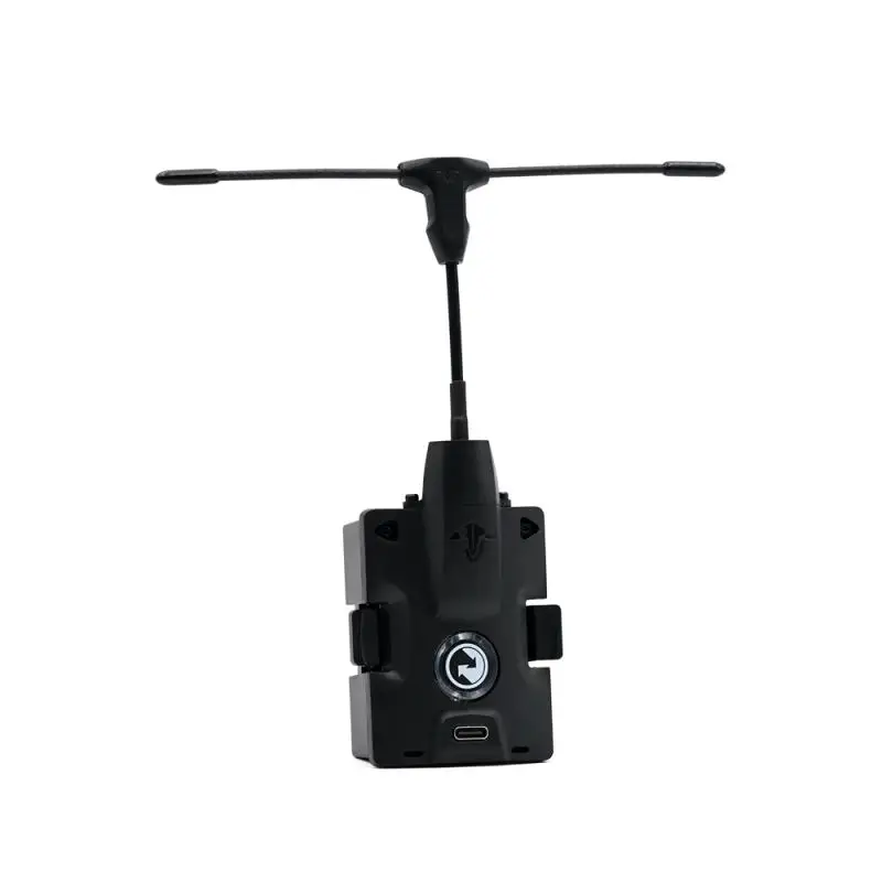 Vue de face de l'émetteur récepteur radio RC nano/micro 2.4GHz, montrant les boutons et l'écran.