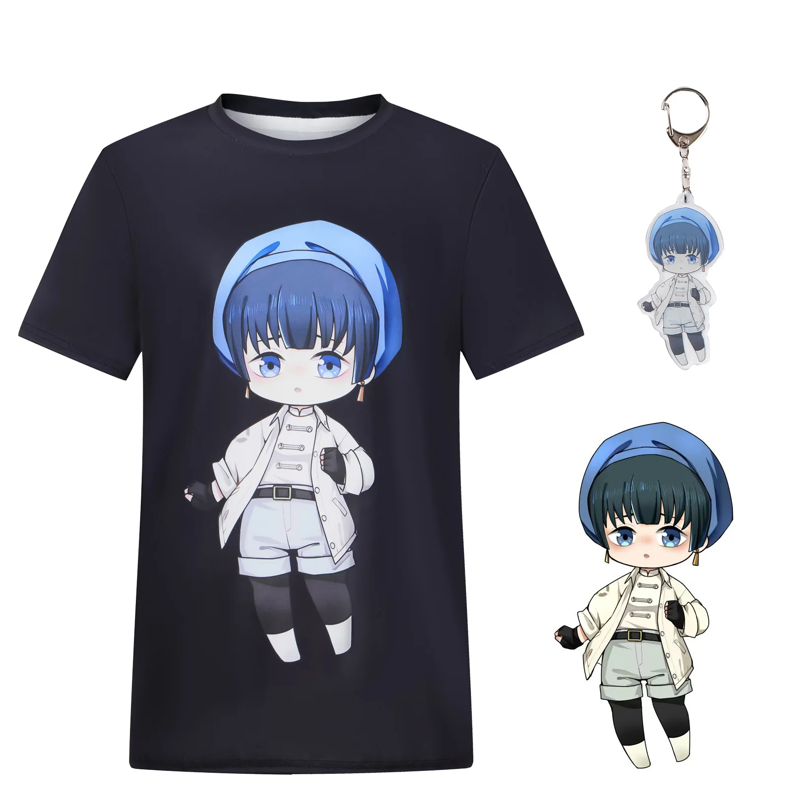 

Anime Trigun Stampede Meryl Stryfe Cosplay Costume for Women Men O Neck Black Top Printed Summer T-shirt Keychain Halloween