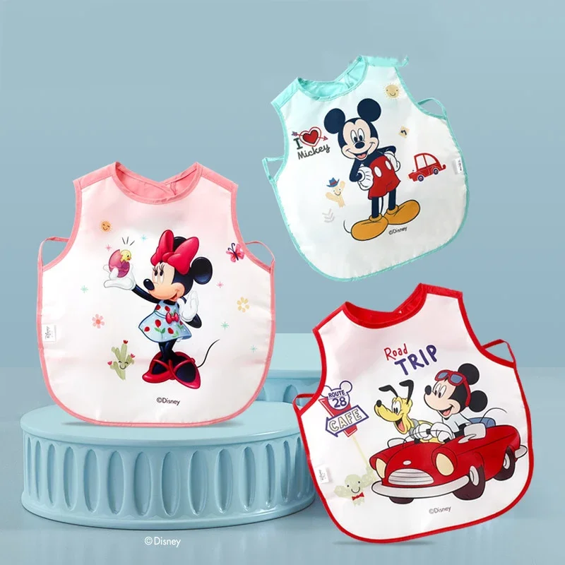 

Children's Bibs Mickey Minnie Boys Girls Waterproof Bibs Painting Clothes Eating Clothes Baby Sleeveless Reverse Clothes Disney