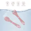 1Set Baby Silicone Fork Spoon Set Silicone Handle Children BPA Free Silicone Feeding Fork Spoon Set Christmas Gift Birthday Gift 4