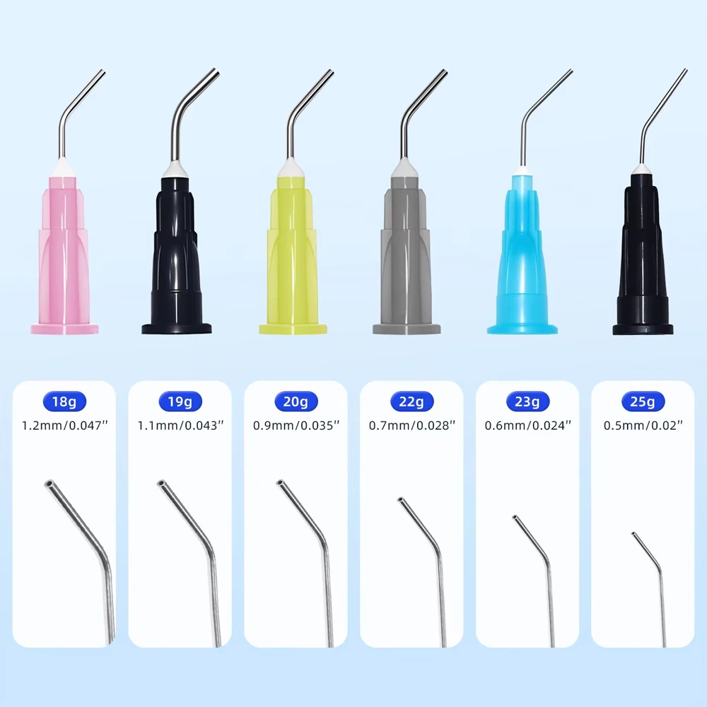 Dental Irrigation Bent Needle Tips For Tooth Cleaning 100 Pack_voghion.com