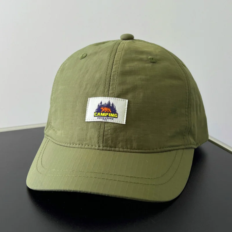 Leichte, schnell trocknende koreanische Baseballkappe für Herren, atmungsaktive, vintage-inspirierte, verstellbare Kappe mit Strickstoff, Sonnenschutz