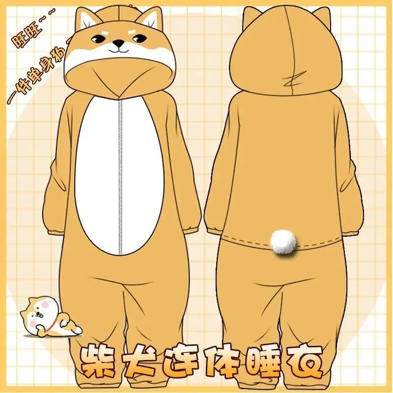 Funny Onesies Corgi Kigurumi Adults Husky Women Men Anime Pajama Flannel Cartoon Dog Cosplay Onsie Homewear One-Piece Jumpsuit