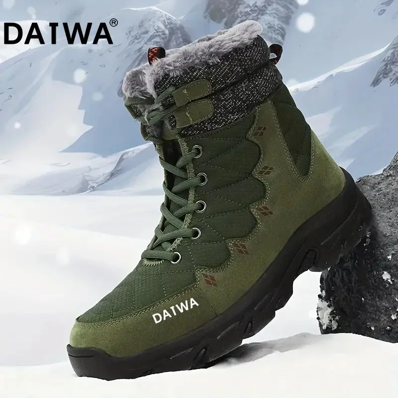 Datwa 남성용 스노우 부츠, 하이 퀄리티 따뜻한 플러시 방수 부츠, 낚시, 야외 낚시, 하이탑, 빅 사이즈 신발, 겨울 신상