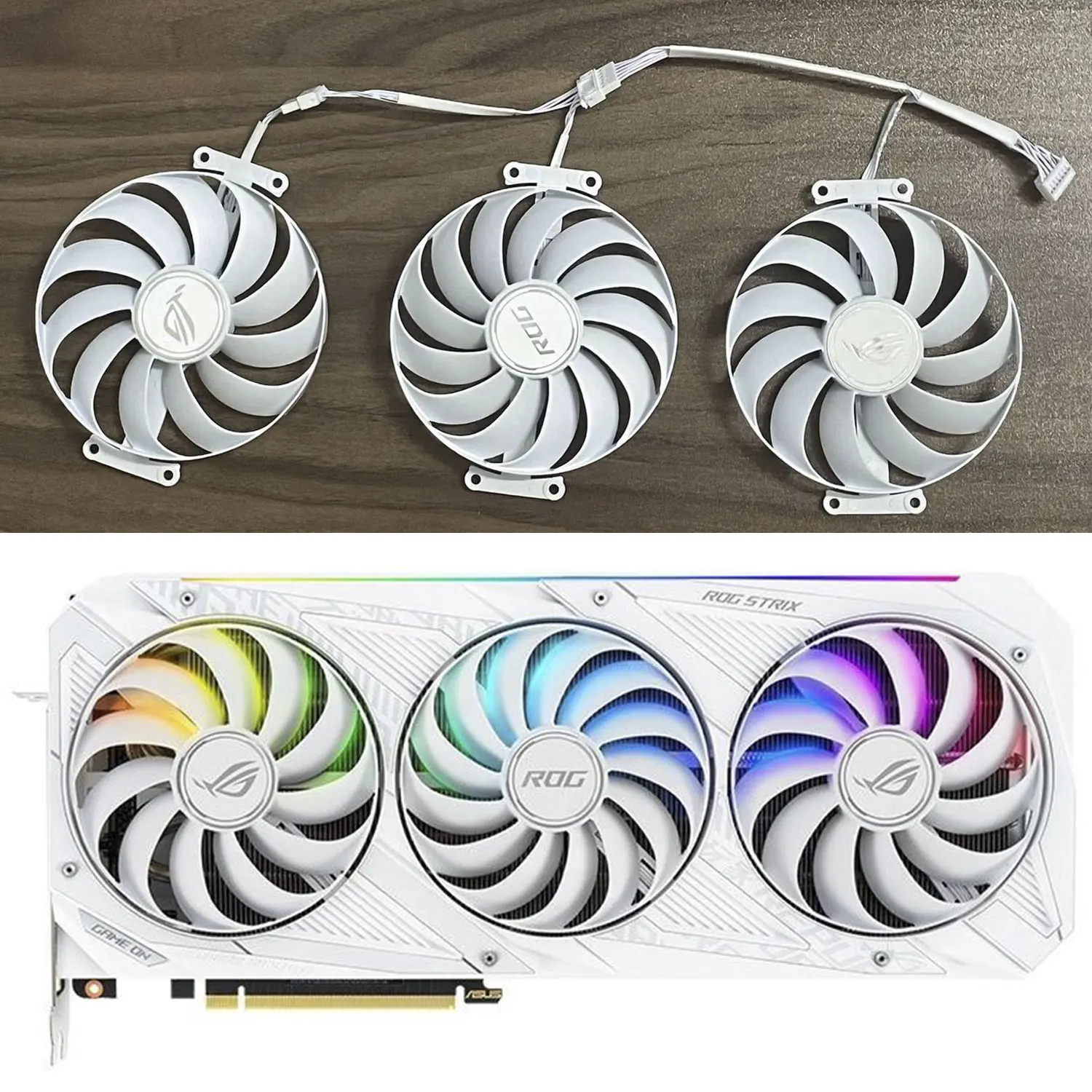 95Mm Cf1010U12S Rtx3070 Rtx3080 Rtx3090 Ventola Grafica Per Asus Rog Strix Rtx 3070 Rtx 3080 Rtx 3090 White Oc Edition Gaming