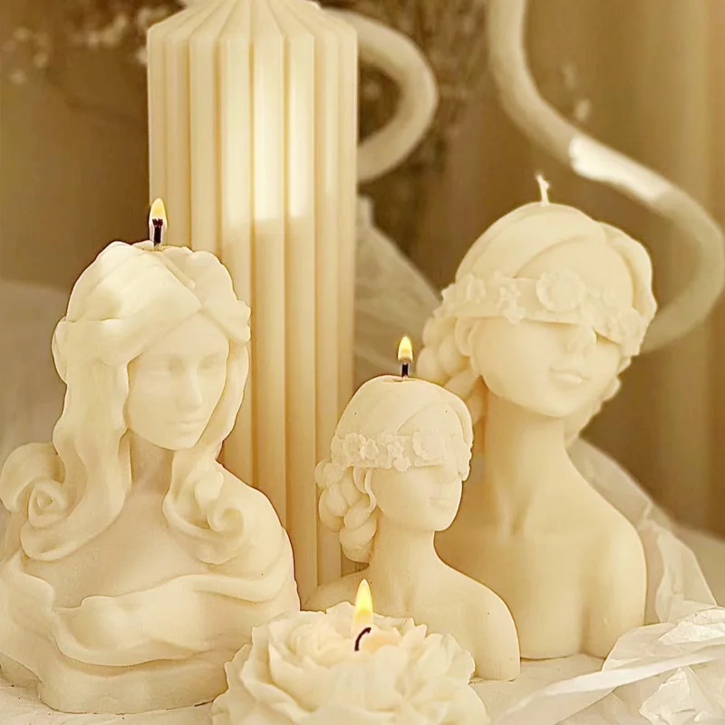 2023 New Large Candle Silicone Mold Moulds Flower Body Pillar