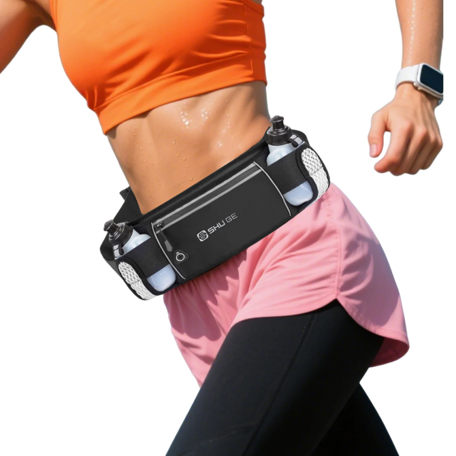 Running Belt with Bottles Waist Bag with Adjustable Strap Cycling Bag for Running Hiking Walking Cycling